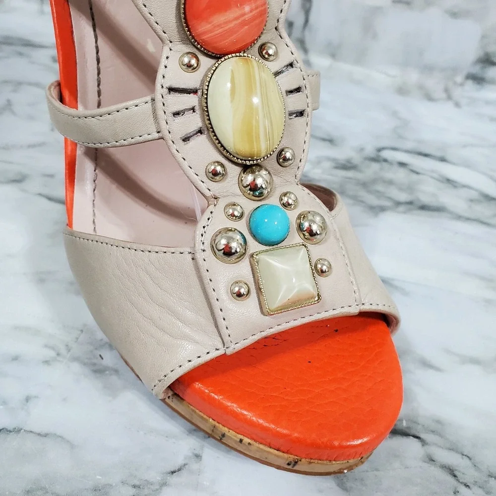 Vince Camuto Sandals Women's 8.5 M Multicolor High‎ Stiletto Heels Jewels Gems